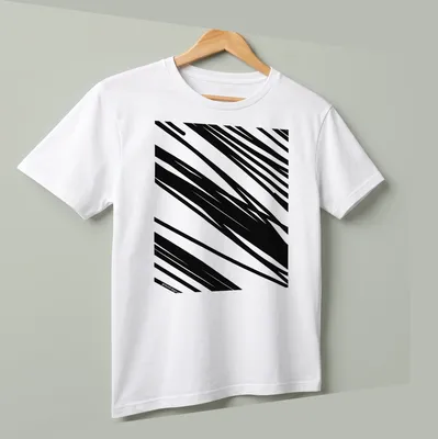 Modern minimalist shirt featuring abstract black line pattern and 'graund dsgn' text. — printed on a unisex t-shirt (angled view)