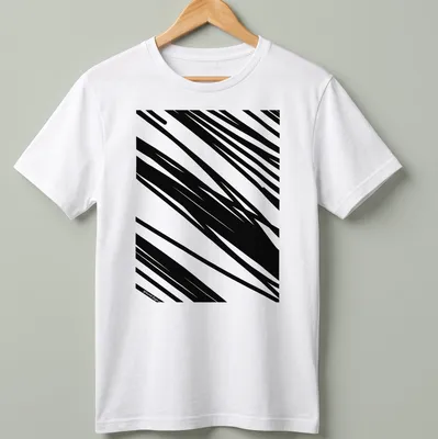 Modern minimalist shirt featuring abstract black line pattern and 'graund dsgn' text.