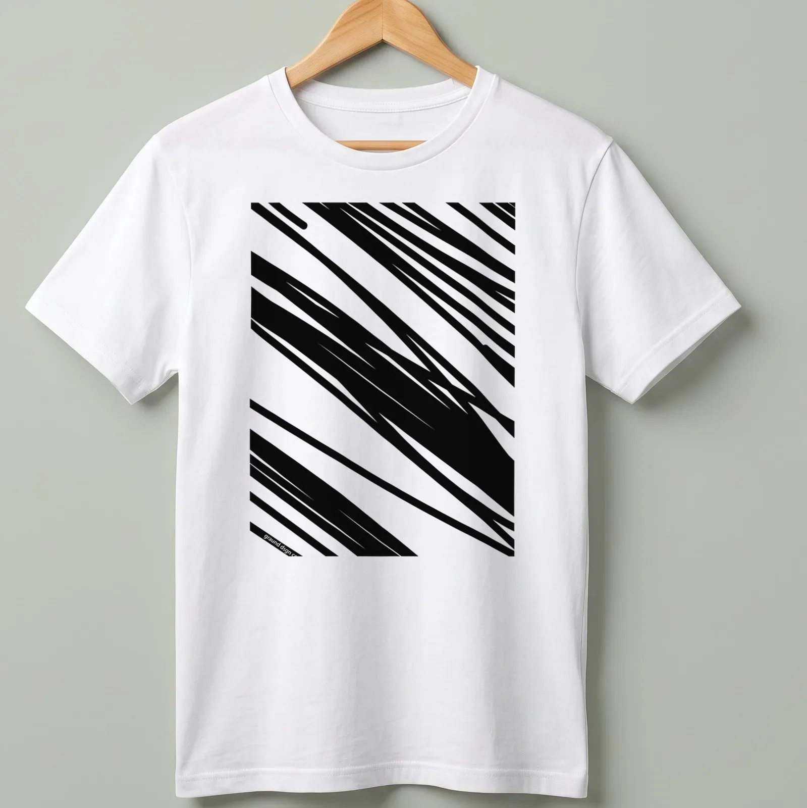 Modern minimalist shirt featuring abstract black line pattern and 'graund dsgn' text. — printed on a unisex t-shirt