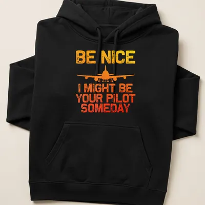 Retro distressed design with an airplane and the phrase about piloting — printed on a unisex hoodie