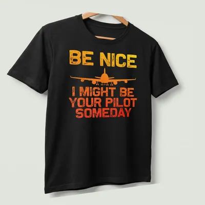 Retro distressed design with an airplane and the phrase about piloting — printed on a unisex t-shirt (angled view)