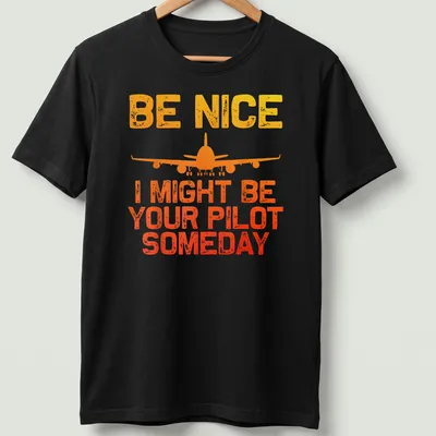 Retro distressed design with an airplane and the phrase about piloting