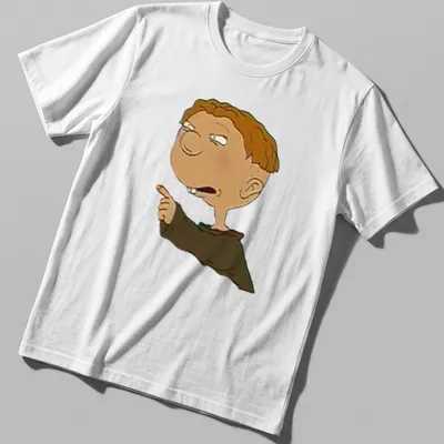 Cartoon angry character t-shirt in shades of brown, beige, and black