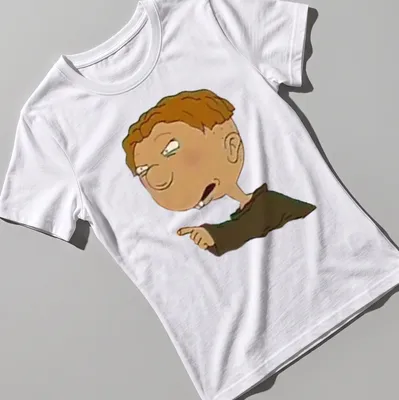 Cartoon angry character t-shirt in shades of brown, beige, and black — printed on a women's shirt