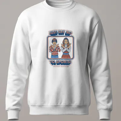 Retro vintage design with kids making an X gesture against sports text — printed on a unisex sweatshirt