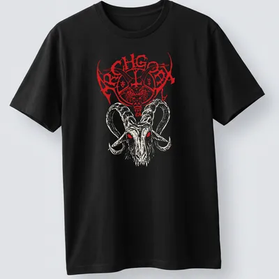 Bold Archgoat logo above a detailed goat skull illustration in red, cream, and black.