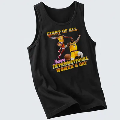 Funny Basketball Meme t-shirt celebrating International Women's Day with animated players — printed on a tank top