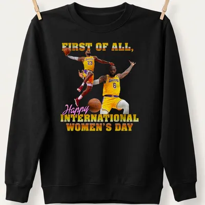 Funny Basketball Meme t-shirt celebrating International Women's Day with animated players — printed on a unisex sweatshirt