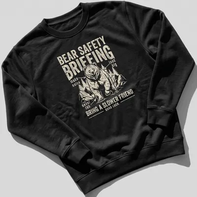 Vintage distressed shirt with bear safety tips and humorous text — printed on a unisex sweatshirt