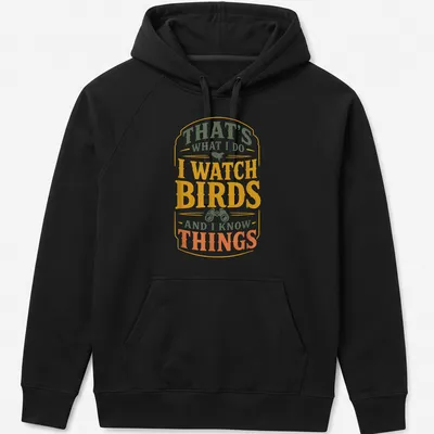 Vintage-style t-shirt featuring birds and the phrase about bird watching. — printed on a unisex hoodie