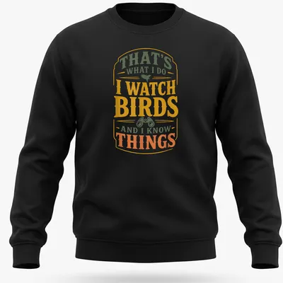 Vintage-style t-shirt featuring birds and the phrase about bird watching. — printed on a unisex sweatshirt