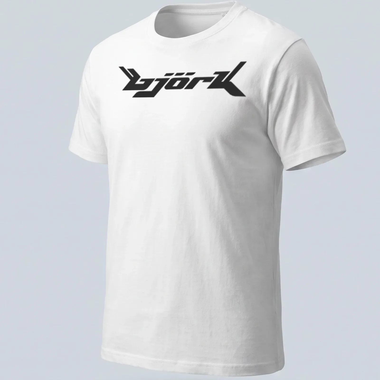 Black Bjork Logo T-shirt featuring the name in modern font — printed on a unisex t-shirt