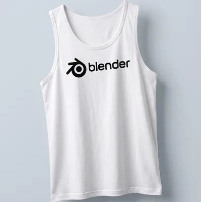 Minimalist black and white Blender logo printed on — printed on a tank top