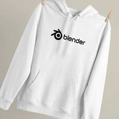Minimalist black and white Blender logo printed on — printed on a unisex hoodie