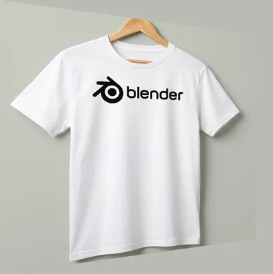 Minimalist black and white Blender logo printed on — printed on a unisex t-shirt (angled view)