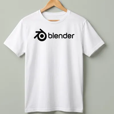 Minimalist black and white Blender logo printed on T-shirt