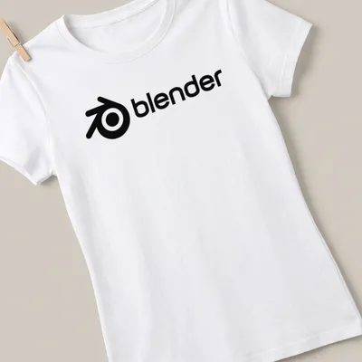 Minimalist black and white Blender logo printed on — printed on a women's shirt