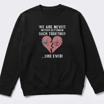 Retro distressed t-shirt featuring a broken heart and colorful flags with playful text. — printed on a unisex sweatshirt