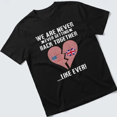 Retro distressed t-shirt featuring a broken heart and colorful flags with playful text.