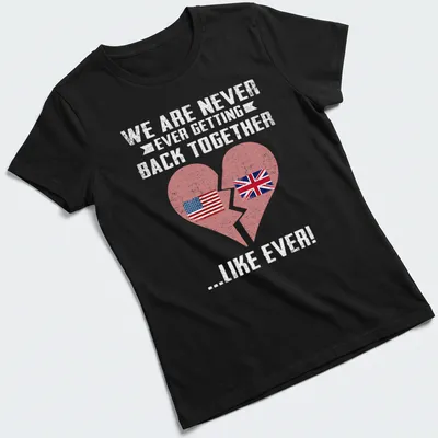 Retro distressed t-shirt featuring a broken heart and colorful flags with playful text. — printed on a women's shirt