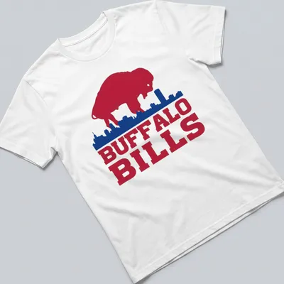 Vintage buffalo silhouette with city skyline and Buffalo Bills text — printed on a unisex t-shirt
