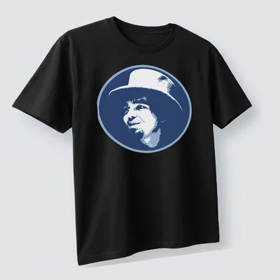 Vintage Captain Beefheart t-shirt with bold text and illustration — printed on a unisex t-shirt (angled view)