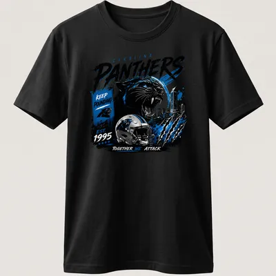 Bold graphic t-shirt featuring Carolina Panthers team spirit and slogan