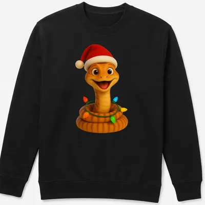 Cartoon design of a colorful Eastern Glass Lizard for Christmas — printed on a unisex sweatshirt
