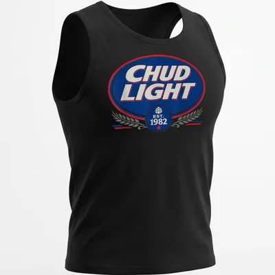 Vintage logo Chud Light t-shirt with playful retro colors — printed on a tank top