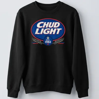 Vintage logo Chud Light t-shirt with playful retro colors — printed on a unisex sweatshirt