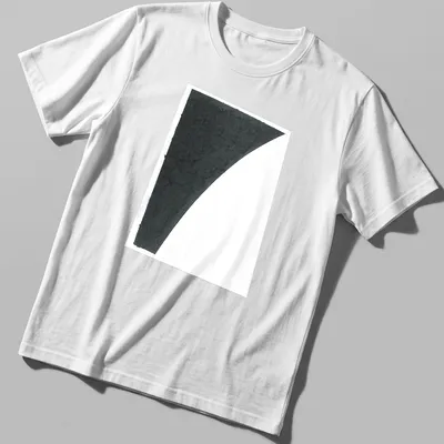 Abstract design with colored paper fragments and printed text in black and white. — printed on a unisex t-shirt