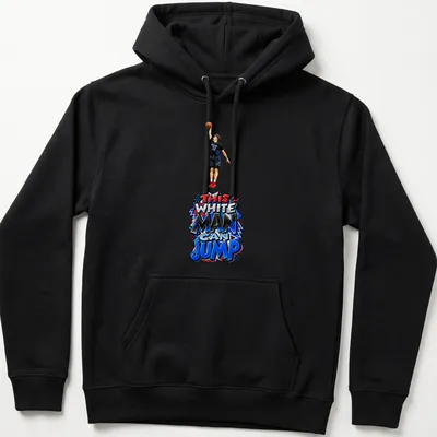 Colorful parody shirt featuring a basketball player with humorous text. — printed on a unisex hoodie