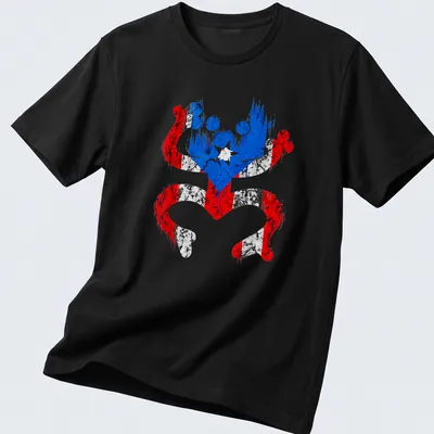 Distressed graphic featuring a Coqui frog representing Puerto Rico's flag colors — printed on a unisex t-shirt