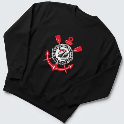 Corinthians Paulista logo in black, white, and red on an emblem-style — printed on a unisex sweatshirt