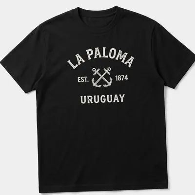 Vintage design with crossed boat anchors and La Paloma text in cream and light beige. — printed on a unisex t-shirt