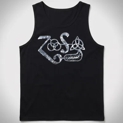 Metallic ZOS logo T-shirt for rock band fans — printed on a tank top