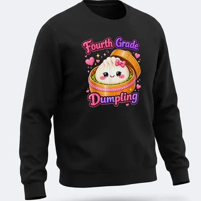 Kawaii style t-shirt featuring a cute dumpling with a smile and vibrant colors — printed on a unisex sweatshirt