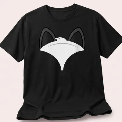 Minimalist illustration of a cute fox face in black on white background