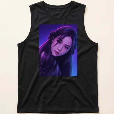 Illustration of a girl with purple hair in digital art style — printed on a tank top