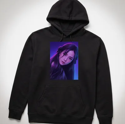 Illustration of a girl with purple hair in digital art style — printed on a unisex hoodie