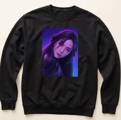 Illustration of a girl with purple hair in digital art style — printed on a unisex sweatshirt