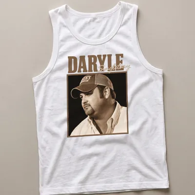 Vintage sepia Daryle Singletary t-shirt featuring a portrait in warm tones. — printed on a tank top