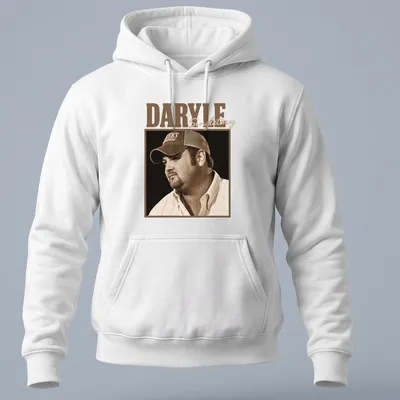 Vintage sepia Daryle Singletary t-shirt featuring a portrait in warm tones. — printed on a unisex hoodie