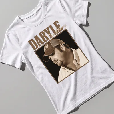 Vintage sepia Daryle Singletary t-shirt featuring a portrait in warm tones. — printed on a women's shirt