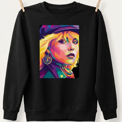 Pop art portrait of Debbie Harry in bright colors on a — printed on a unisex sweatshirt