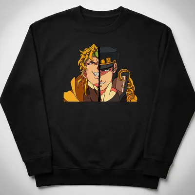 Anime style t-shirt featuring Dio and Jotaro from JoJo's Bizarre Adventure — printed on a unisex sweatshirt