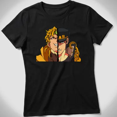 Anime style t-shirt featuring Dio and Jotaro from JoJo's Bizarre Adventure — printed on a women's shirt
