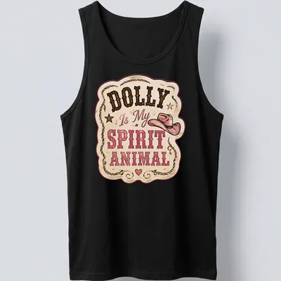 Vintage western style t-shirt with pink and gold lettering and a cowboy hat graphic — printed on a tank top