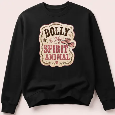 Vintage western style t-shirt with pink and gold lettering and a cowboy hat graphic — printed on a unisex sweatshirt