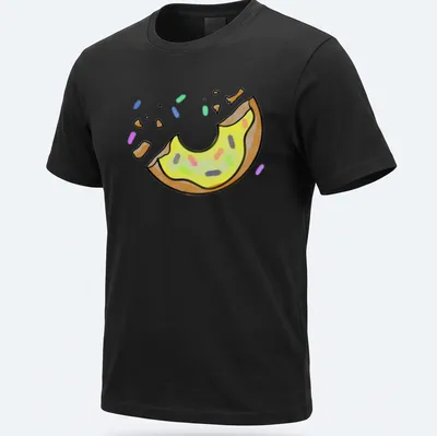 Kawaii illustration of a donut with yellow icing and sprinkles, with 'One Bite Left' text.